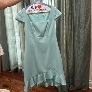 Bcbg size 8, teal knee length gown